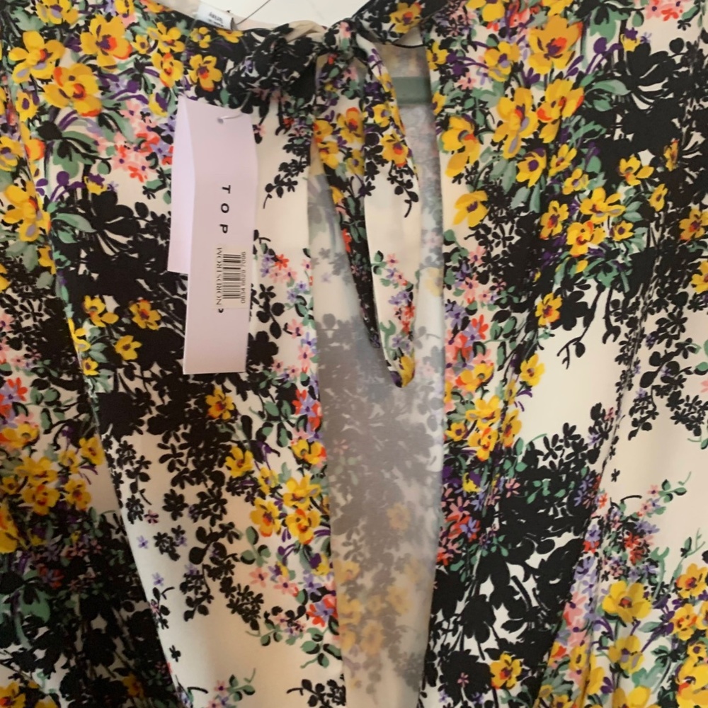 NWT Topshop Floral Long Sleeve Midi Dress 12 - Picture 10 of 11